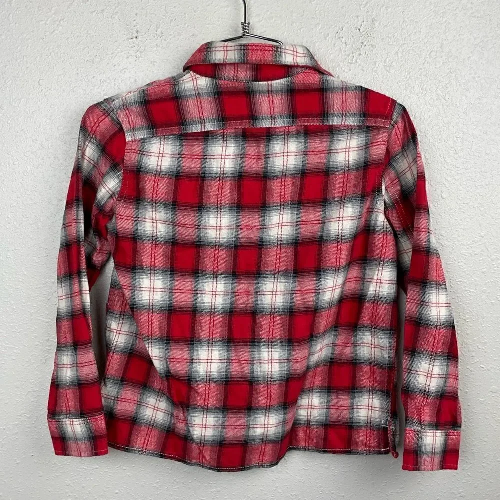 GAP Kids Red Plaid Button Down Shirt Size 8 EUC